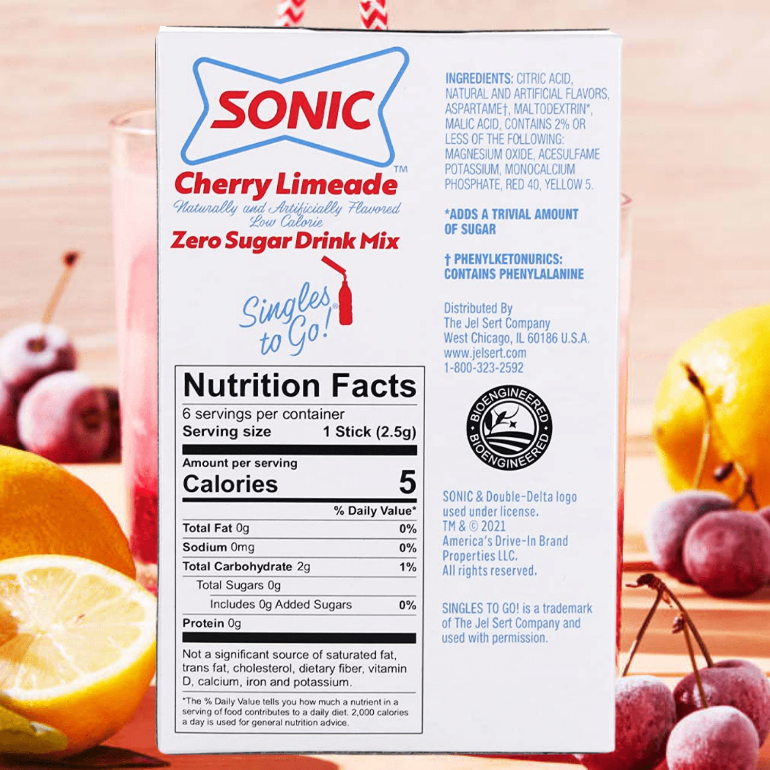 Sonic Singles To Go Powder Drink Mix Cherry Limeade Flavored