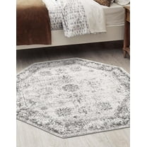 Rugs.com Monte Carlo Collection Rug – 6' Octagon Gray Medium Rug Perfect For Living Rooms, Kitchens, Entryways