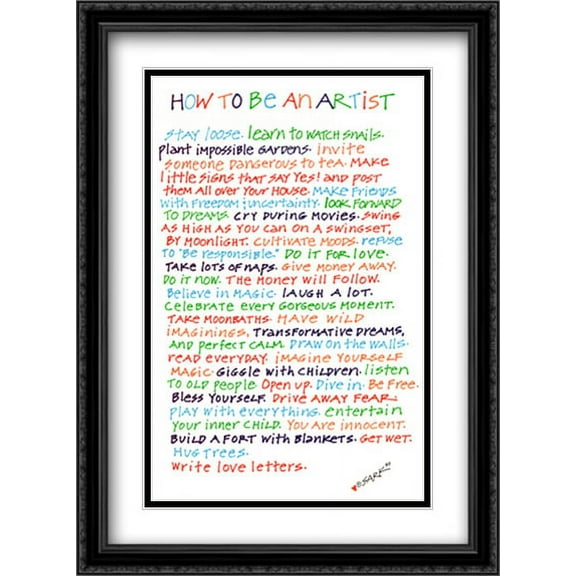 How to Be an Artist 2x Matted 19x27 Large Black Ornate Framed Art Print by Sark