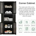 thumbnail image 4 of Corner Cabinet, Corner Pantry Storage Cabinets with 4 Doors and 5 Shelves, Tall Metal Cabinet for Kitchen, Bathroom, Dining Room, Living Room, Laundry (Black), 4 of 7