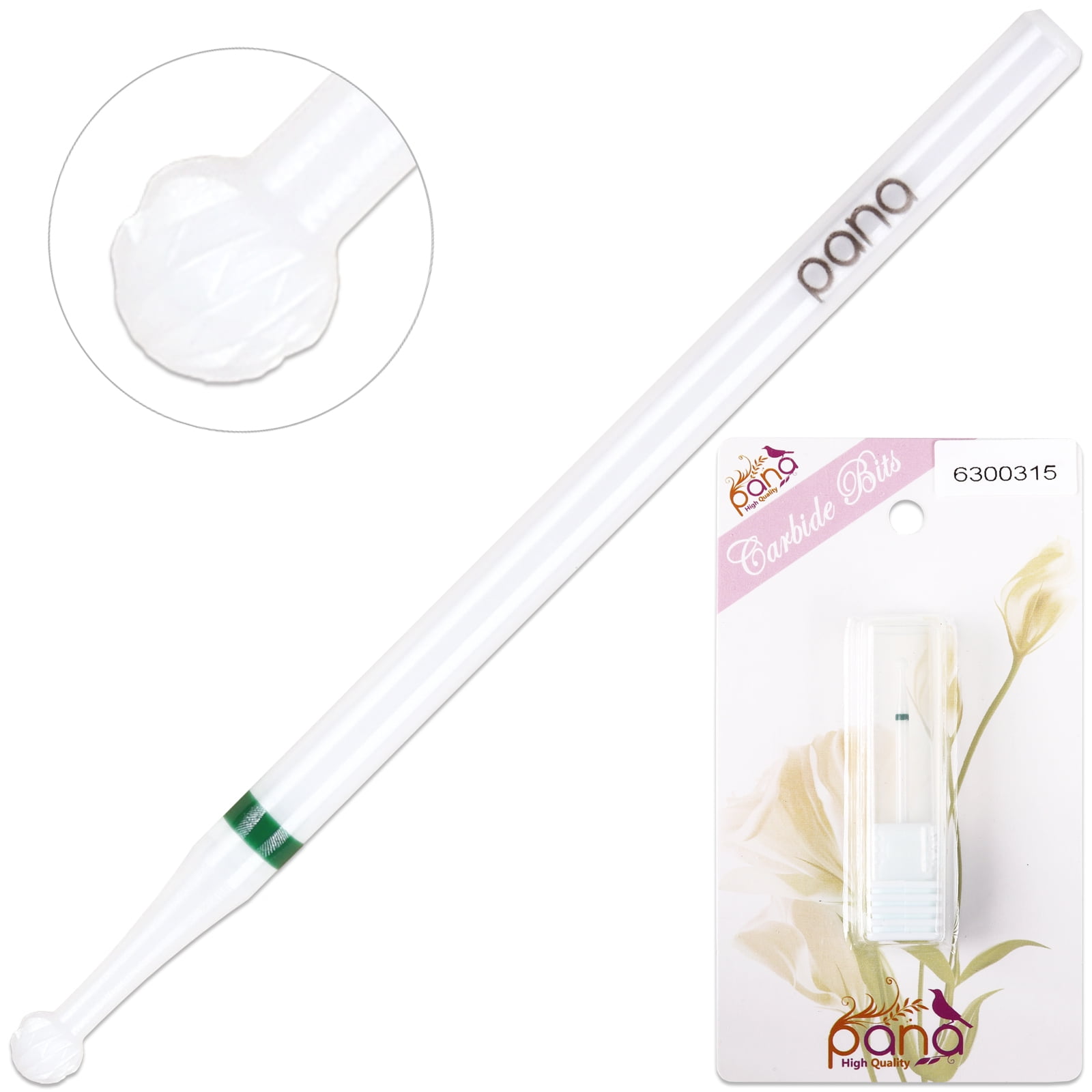 Pana 3/32' White Ceramic Ball Shaped Nail Drill Bit - Coarse Grit
