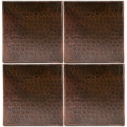 Premier Copper Products T6dbh_Pkg4 Package Of Four 6" X 6" Hammered Copper Tiles - Copper