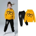 thumbnail image 4 of Kids Boys Girls Active Sweatsuit,2 Piece Long Sleeve Yellow Hooded Sweatshirt Leggings Pants Fall Winter Clothes 4-5 Years Old Girl Clothes Cute&nbsp;Boys Girls&nbsp;Clothing, 4 of 6