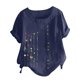 thumbnail image 1 of Mujeres manga corta casual cuello redondo impreso botón suelto túnica camisa blusa tops Pompotops  hkajfhjk470098, 1 of 5