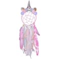 thumbnail image 1 of Atrapasueños infantil de unicornio con plumas para dormitorio de niña (rosa), 1 of 5
