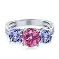 thumbnail image 2 of Gem Stone King 925 Sterling Silver Ring Round Pink Moissanite Tanzanite (2.12 Cttw), 2 of 4