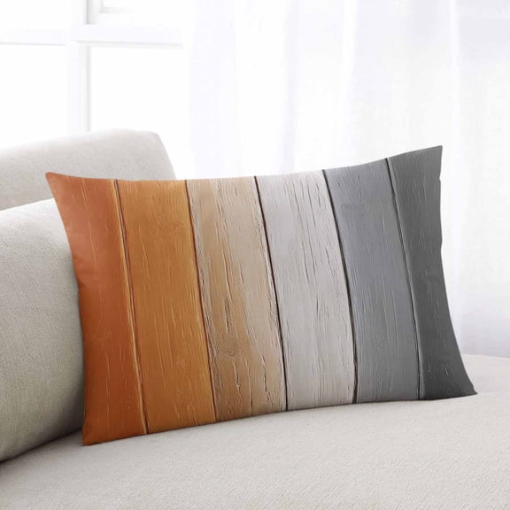 Burnt Orange Gray Ombre Standard Pillow Covers, Vintage Farmhouse Wooden Soft Breathable Throw Pillow Cases with Invisible Zipper, Decorative Pillowcase Pillows Protectors for Sofa Bed Chair 20"x26"