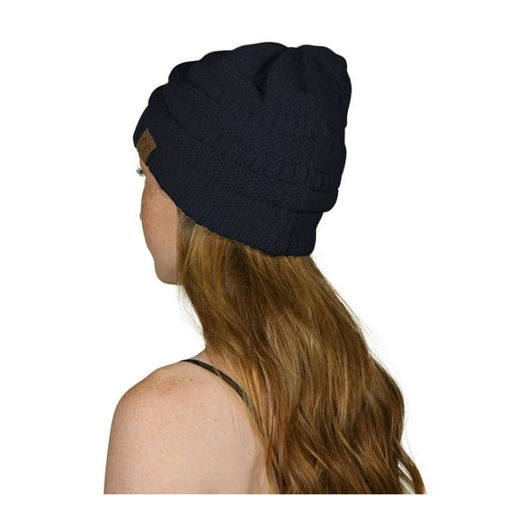 C.C Women's Thick  Knit Beanie, Navy