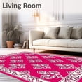 thumbnail image 2 of ODIKA 2'x3' Machine Washable Non-Slip Area Rug, Vintage Medallion Paisley Ornamental Style High Traffic Rug, Pink, 590008, 2 of 7