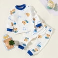 thumbnail image 2 of CAUYDYToddler Boys Winter Clothes Set, 2-Piece Long Sleeve Tops & Pants Long Sleeve Cotton Outfit for Fall Winter Sleepwear Dailywear Set(L101-White,3-4 Y), 2 of 4