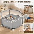 thumbnail image 2 of Baby Playpen, Travel Baby Playards, Baby Play Yard, 6Panels Portable Infant Play Game Area,Gray, 2 of 7