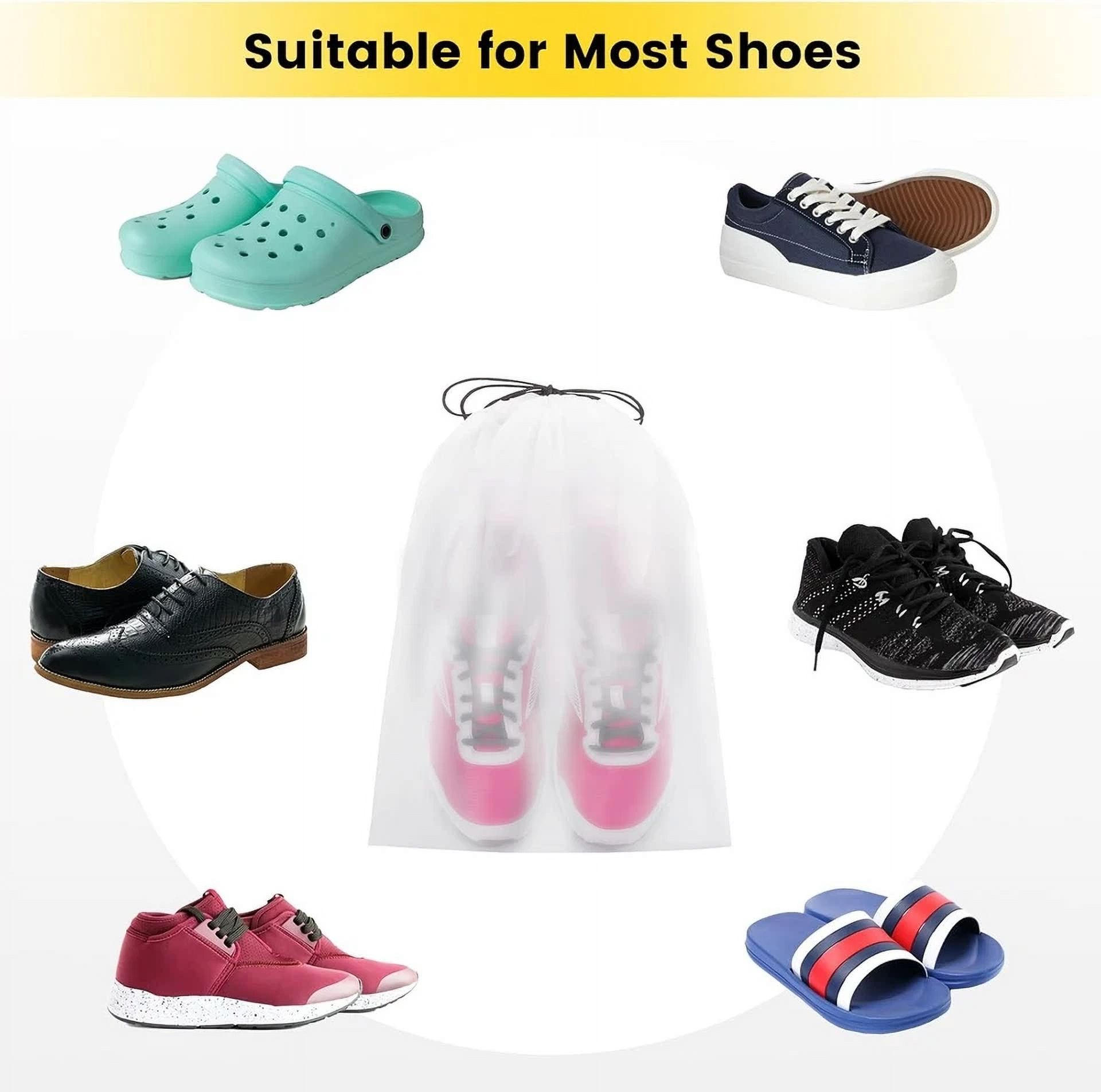 CRESTIN- 6 Pack 15.7 X 11.8 Inch Plastic Drawstring Bags Transparent Shoe Bags For Travel