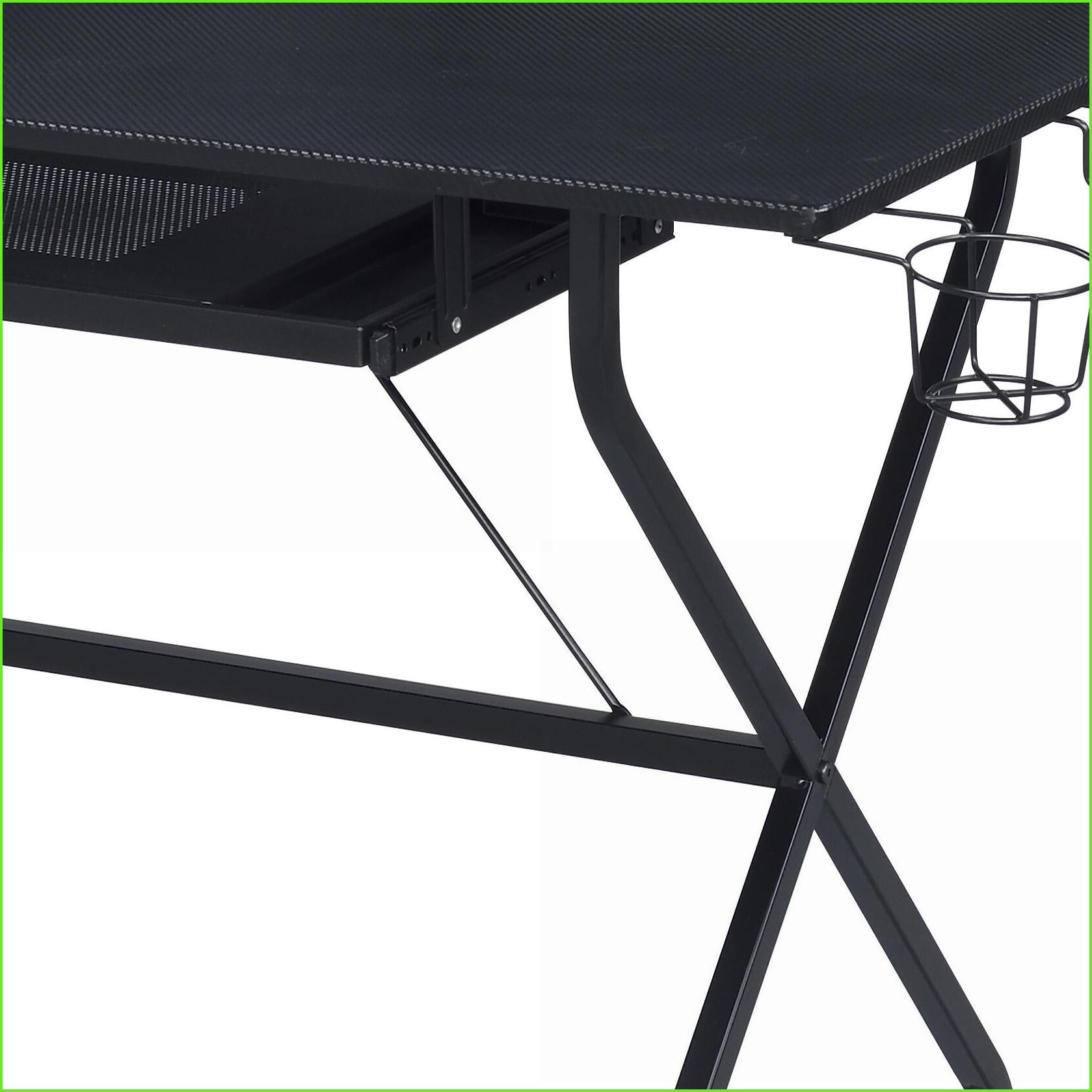 Desks, Industrial 47.5"W Computer Desk with Keyboard Tray, Headset Hooks, Game Rack | Black | Wood+Metal