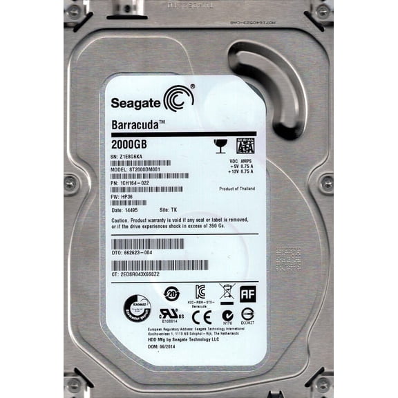 Seagate ST2000DM001 P/N: 1CH164-022 F/W: HP36 TK 2TB Z1E