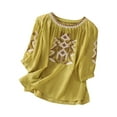 thumbnail image 2 of LOVZFMLL Hauts d'Été pour Femmes Mode Broderie Col Rond Manches Courtes, 2 of 9