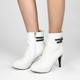 thumbnail image 3 of B91xZ Bottines pour Femmes Fermeture Éclair Extérieure Bottes Plates, Blanc 8.5, 3 of 5