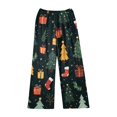 thumbnail image 4 of WTOBBY Women's Festive Christmas Print Pajama Bottoms, Soft and Comfortable Fleece-Lined Sleep Pants with Snowflake and Tree Designs, Casual Home Wear for Winter,Dark Green XS, 4 of 5