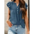 thumbnail image 4 of Weardear Women's V Neck Lace Crochet Shirts Button Down Short Sleeve Casual Blouse Tops, 4 of 6