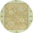 thumbnail image 1 of Ahgly Company Indoor Round Abstract Copper Green Oriental Area Rugs, 3' Round, 1 of 6