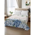 thumbnail image 2 of Eucalyptus Flowers King Size Flat Sheet, Wrinkleproof & Fadeproof Cooling Flat Bed Sheet Only, Blue Floral Green Vintage Wood Grain Breathable Soft Bedding Top Sheets 105 x 98 Inches, 2 of 8