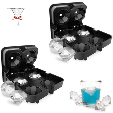 

Ice Cube Molds JOJOIN 2 Packs Silicone Ice Maker Tray with Removable Lid and Funnel for Drinks Whiskey Cocktails Beverage Beer Juice - BPA Free Easy Release