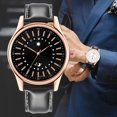 thumbnail image 4 of Ocio Moda Hombres Simple PU Dial Reloj de pulsera de cuarzo Decoración (Negro), 4 of 6