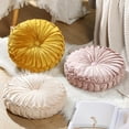 thumbnail image 4 of Round Throw Pillow Velvet Pleated 3D Pumpkin Round Pillow Boho Floor Cushion Couch for Bed Chair Home Car Sofa Decorations, 15 x 15 Inches, 4 of 7