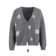thumbnail image 5 of Sonducket Pelusas Suéter de mujer Patrón de flores de invierno Estampado de manga larga Cuello en V Transpirable Lavable Casual Elegante Suéteres para Prendas para la parte del cuerpo Gris S Sonducket AP012615-06, 5 of 6