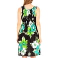 thumbnail image 2 of Sakkas Murni Women's Casual Summer Cocktail Elastic Stretchy Floral Print Dress - B-Green - One Size, 2 of 5
