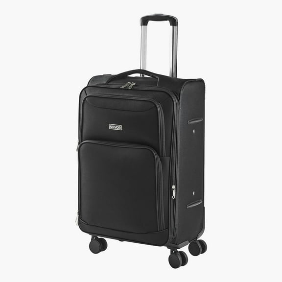 24-Inch Softside Expandable Luggage with Spinner Wheels Checked Suitcase Black
