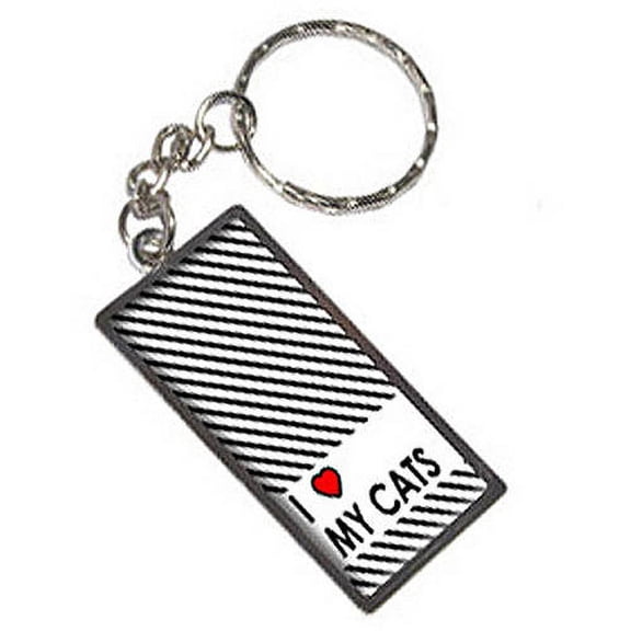 I Love Heart My Cats Keychain Key Chain Ring