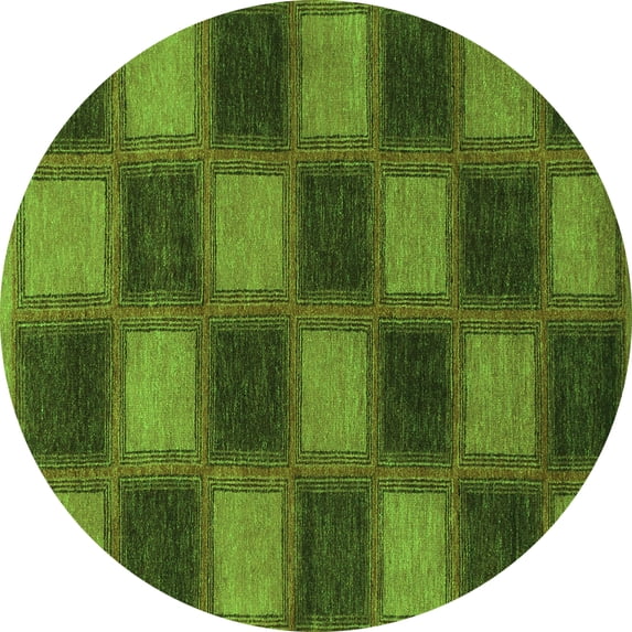 Ahgly Company Indoor Round Checkered Green Modern Area Rugs, 8' Round
