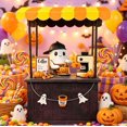 thumbnail image 4 of 2PC Halloween Spooky Coffee Statue Cute Ghost Barista Coffee Stand Figurine Mini Spooky Little Coffee Booth Tabletop Ornament for Tiered Tray Bookshelf Office Coffee Table, 4 of 14