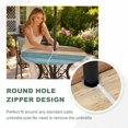 thumbnail image 4 of Round Outdoor Tablecloth with Umbrella Hole and Zipper, Farmhouse Light Blue Brown Tablecloth with Elastic Waterproof, Vintage Wooden Striped Patio Table Covers for 31" - 35" Picnic Pool Tables, 4 of 9