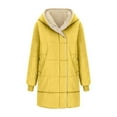 thumbnail image 6 of Tdoqot Womens Winter Long Coats with Hood- Casual Full Zip Warm Windproof Sherpa Lined Puff Jacket Parkas Yellow Size L, 6 of 6
