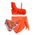 thumbnail image 2 of Kiijoy Girls 3 Piece Swimsuit Ruffle Bikini Set Cover Up Skirt Bathing Suit, Sizes 5-12, 2 of 6