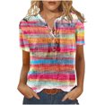 thumbnail image 1 of Cameland T-Shirt Décontracté d'Été pour Femmes à Manches Courtes Col Rond Boutonné Blouse Chandail Tops, 1 of 5