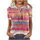 thumbnail image 2 of ICHUANYI Clearance Women Summer Casual Short Sleeve T-Shirt Button Round Neck Pullover Blouse Tops(Pink, XXL) ICHUANYI WER2023081013032, 2 of 4