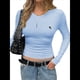 thumbnail image 2 of Camisetas de Larga para Mujer, Tops Cortos Básicos de Moda de Otoño, Conjuntos para Salir, Ropa Y2k Azul M, 2 of 7