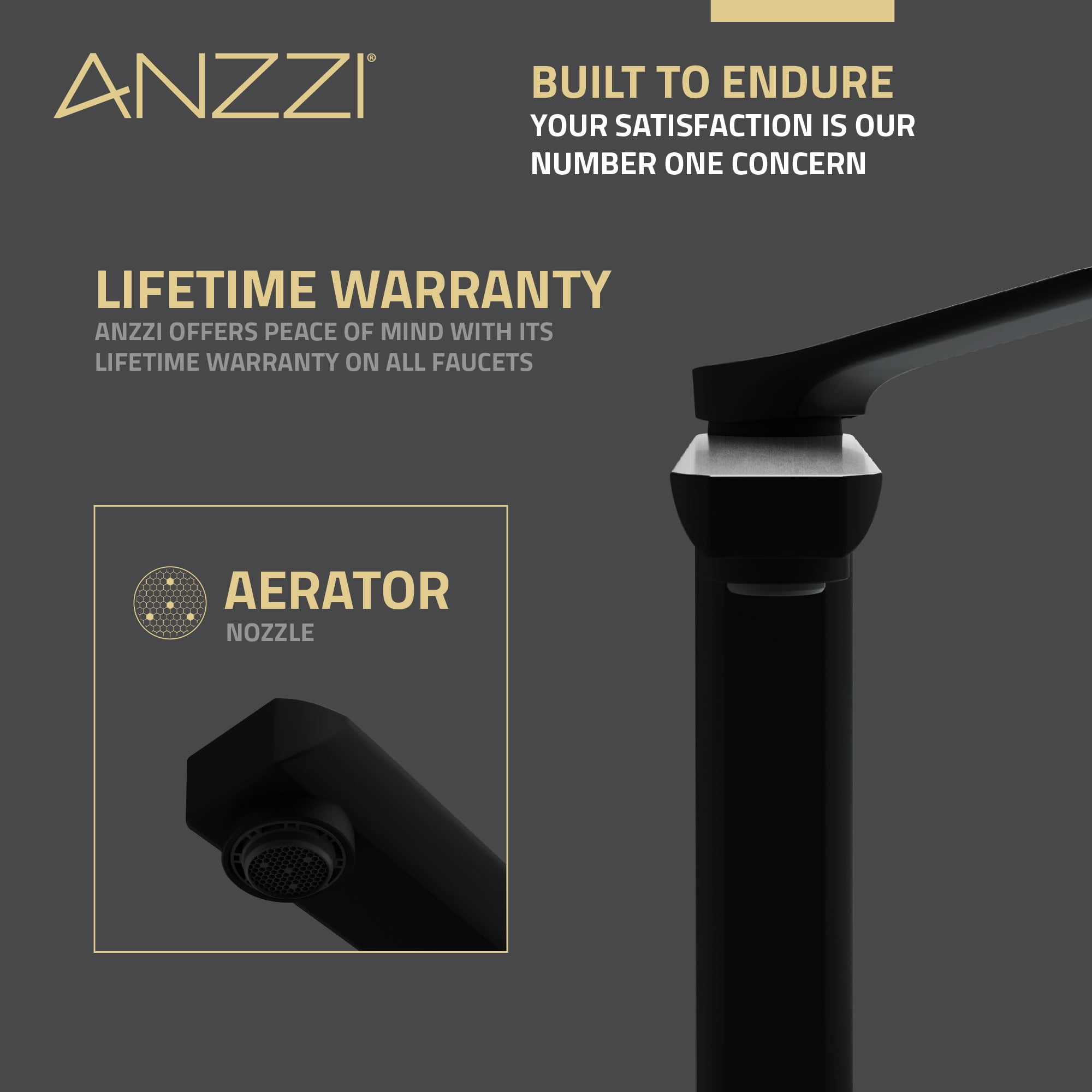 ANZZI Single Handle Single Hole Bathroom Vessel Sink Faucet With Pop-up Drain in Matte Black & Brushed Nickel