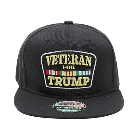 ChoKoLids Veterans for Trump Dad Hat | Cotton Baseball Cap | Snapback Flat Visor | 7 Colors Black