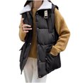 thumbnail image 2 of Women's Pink Pocketed Fleece Sleeveless Jacket Vest Short Winter Button Outerwear, 2 of 5
