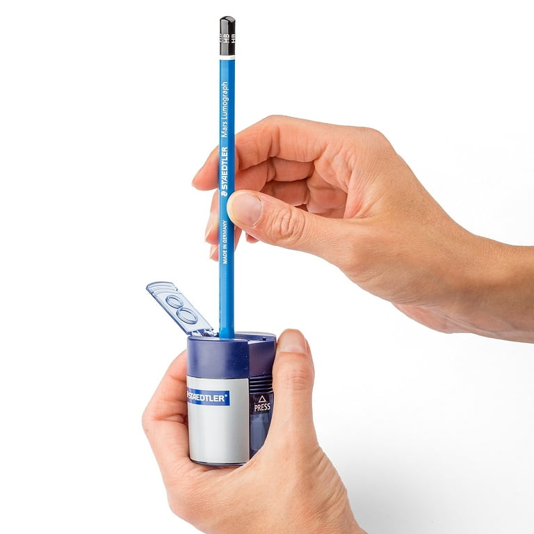 Handheld Manual Double-Hole Plastic Sharpener, 1.57 x 1.65 x 2.2, Blue/Silver, 6/Box Handheld Manual Double-Hole Plastic Sharpener, 1.57 x 1.65 x 2.2, Blue/Silver, 6/Box