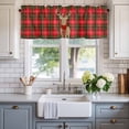 thumbnail image 2 of Christmas Elk Farmhouse Short Window Curtain Valances, Red Green Plaid Xmas Winter Holiday Rod Pocket Kitchen Valances for Living Room Bedroom Bathroom Cafe 54" x 18", 2 of 8