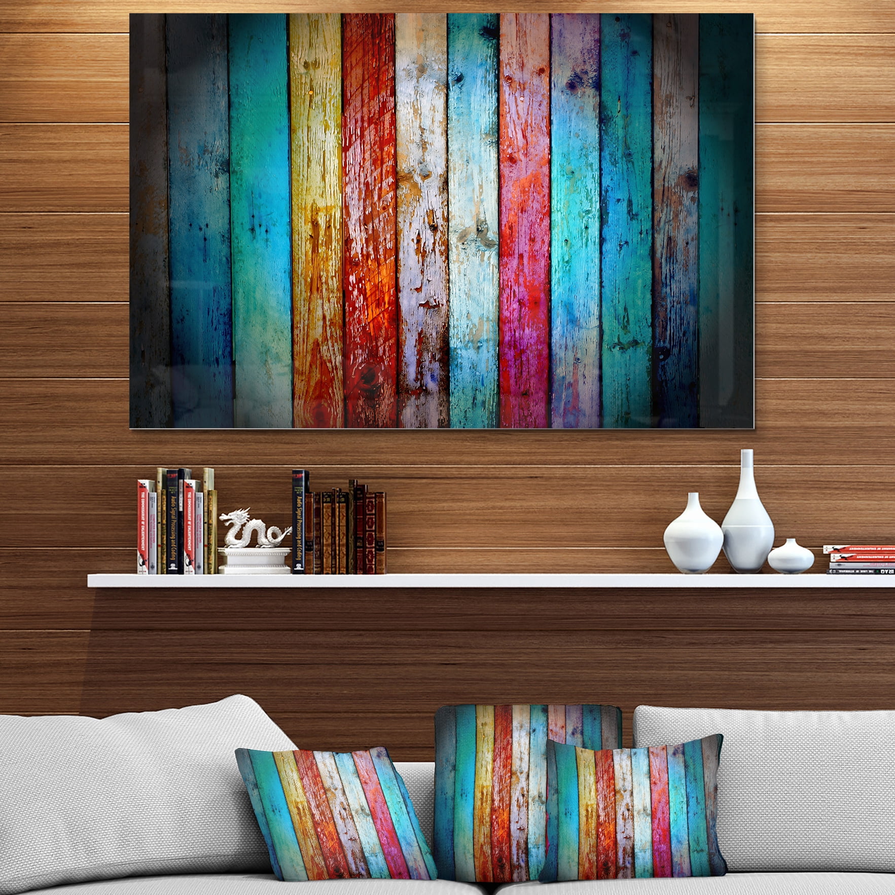 Designart 'Vintage Wooden Pattern' Metal Wall Art