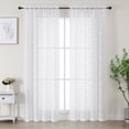 thumbnail image 2 of MKHILL 42X84 White Leaf Pattern Semi Sheer Curtains 2 Panels Set, 84 Inch Long Light Filtering Privacy Drapes for Bedroom Living Room, Rod Pocket Voile Window Panels, Each 42"W x 84"L, 2 of 9