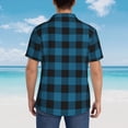 thumbnail image 6 of Xecao Blue Black Plaid print Hawaiian shirt - a stylish short-sleeve button-down for men, perfect for casual beach and tropical outings., 6 of 9