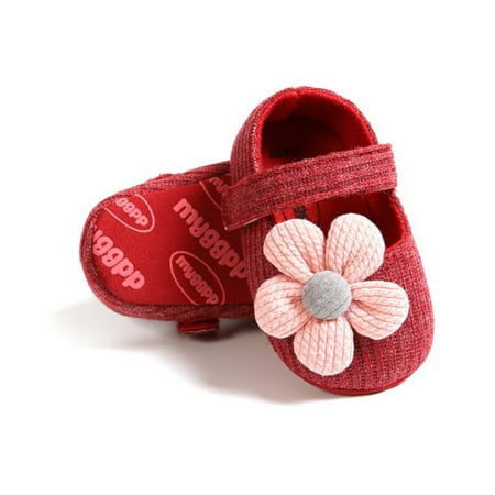 

Baby Girls Flats with Flower Floral Princess Wedding Dress Shoes Soft Sole Newborn Infant Anti-Slip Crib First Walkers Shoes