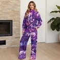 thumbnail image 4 of Yuyamidu Women's Lounge Sets Loungewear Purple Butterfly Rose Matching Sweatsuit Pickleball Exercising Gym Tracksuits 2 Piece Outfits Long Sleeve Sweatshirt Wide Leg Drawstring Sweatpants S, 4 of 7