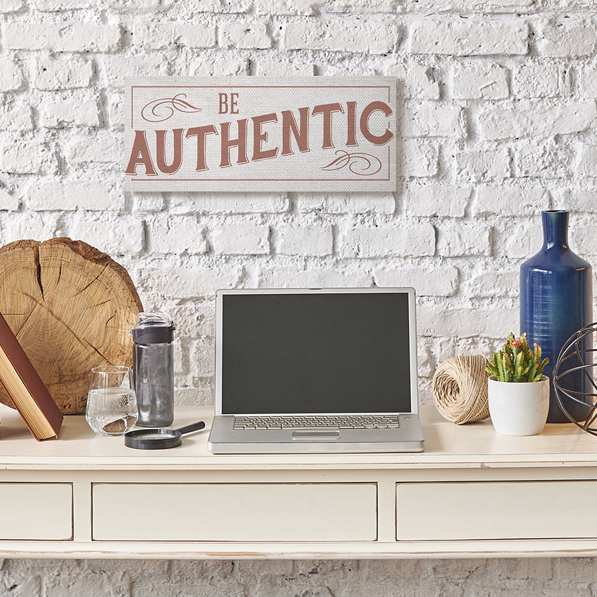 Stupell Industries Be Authentic Text Soft Red Typography Canvas Wall Art by Daphne Polselli